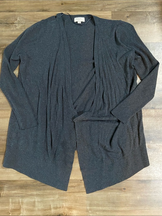 LOFT Sweaters - LOFT Charcoal Open-Front Draped Cardigan